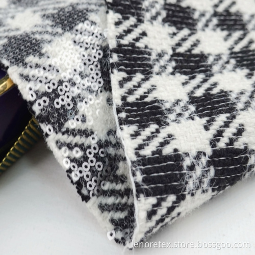 100% poliester tkany haft metaliczny cekin tweed